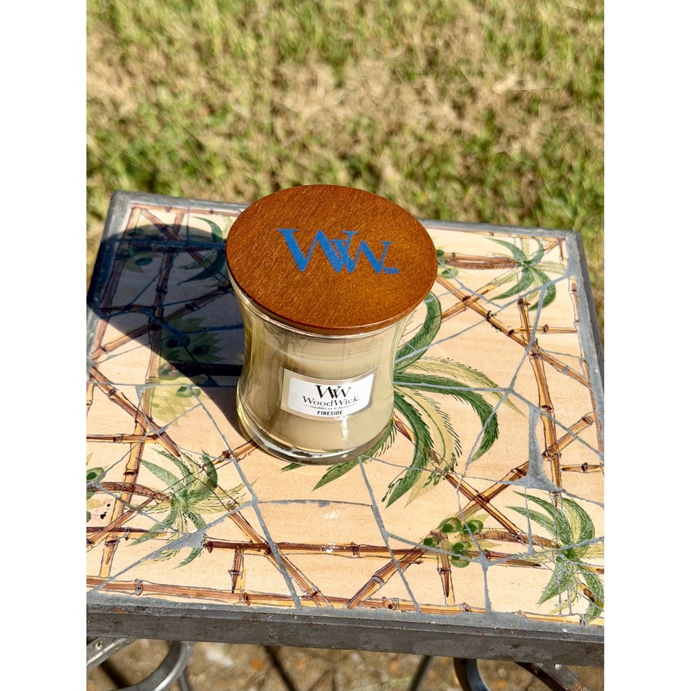 WoodWick Fireside Scented Candle 3 oz Hourglass Jar Pluswick Wooden Wick NEW